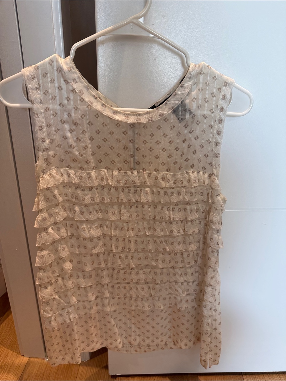 Marc By Marc Jacobs Cream Ruffle Sleeveless Blouse